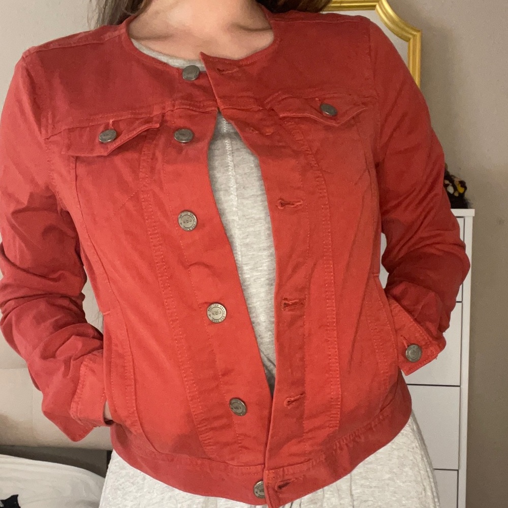 Loft Red Denim Jacket